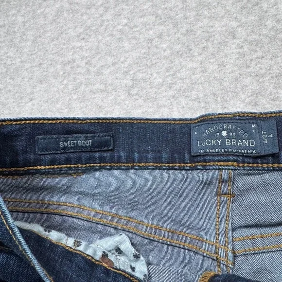 Lucky Brand Sweet Boot Jeans Womens 4/27 Dark Wash Blue Denim Bootcut Mid Rise - Picture 7 of 8
